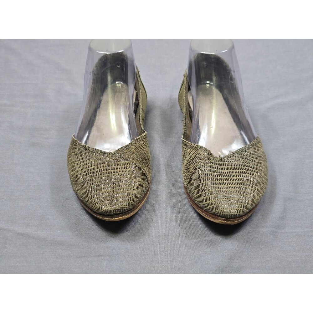 Toms Olive Green Textured Slip-On Flats W 7.5 - Picture 3 of 7